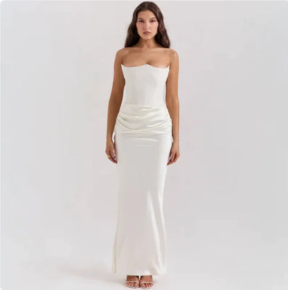 Elegant Bandeau Bustier Maxi Dress