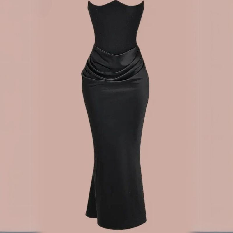 Elegant Bandeau Bustier Maxi Dress