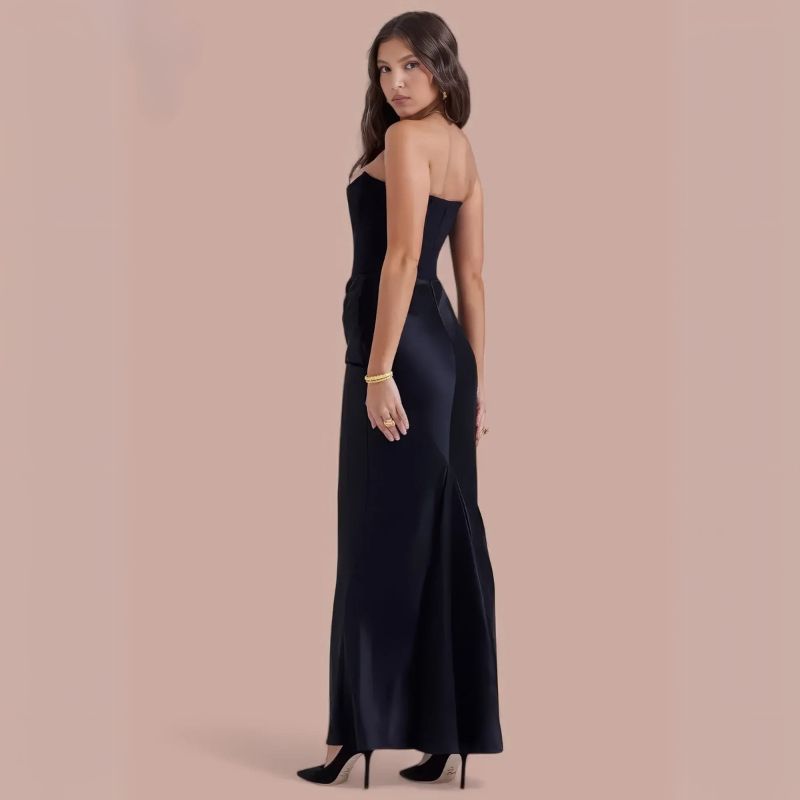 Elegant Bandeau Bustier Maxi Dress