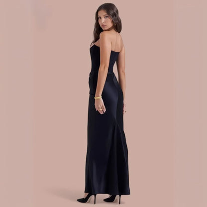 Elegant Bandeau Bustier Maxi Dress