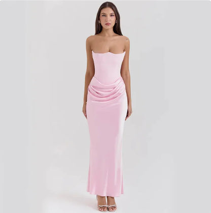 Elegant Bandeau Bustier Maxi Dress